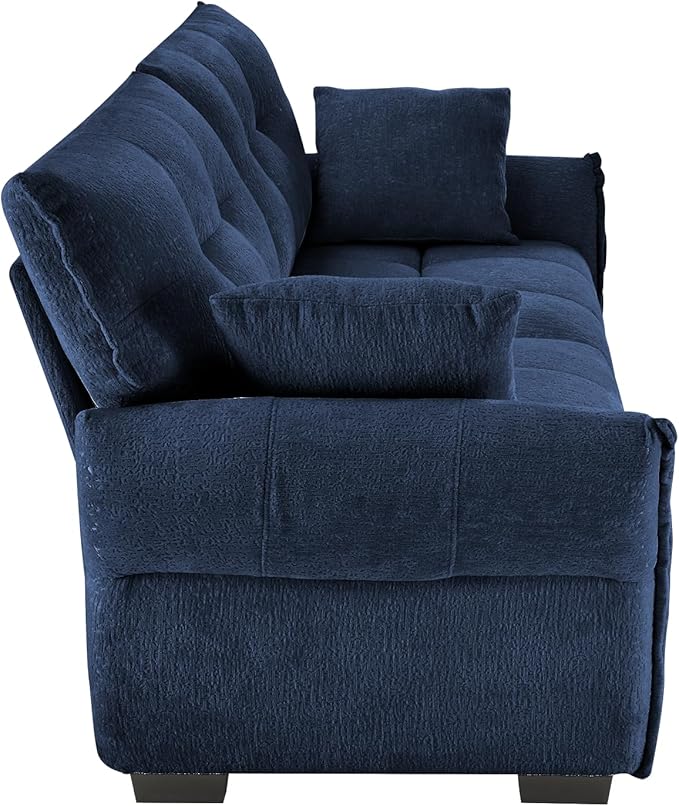 Modern Chenille Fabric 2-Seat Loveseat Sofa, Premium Upholstery Living Room Couch with Tufted Backrest & Comfortable Armrests and High-Resilience Memory Foam Cushions,Blue