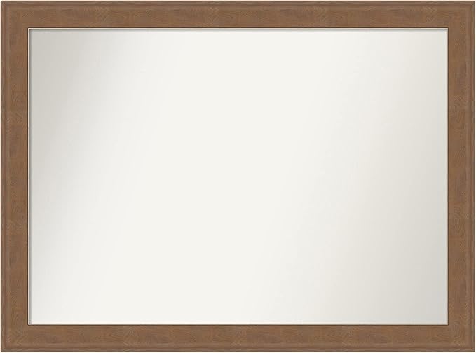 Amanti Art Brown Bathroom Mirror for Over Sink, 32x43 Alta Medium Brown Rectangle Vanity Mirror, X-Large Country Rustic Frame, Hangs Horizonally and Vertically, Bathroom Wall Decor, Non-Beveled Edge