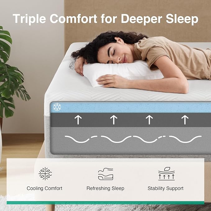 Novilla 10 Inch Gel Queen Memory Foam Mattress, Mattress Queen Size in a Box for Cool Night Sleep & Pressure Relieving & Body Support, CertiPUR US Certified