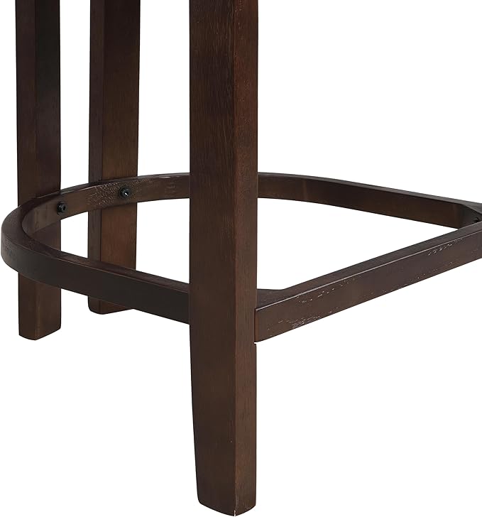 Christopher Knight Home Set of 2 Ryland Modern 26" Counter Height Bar Stools, Fabric Upholstered Counter Stools,Wooden Kitchen Island Armchair with Footrest, Round Backrest, Soft Seating, Espresso