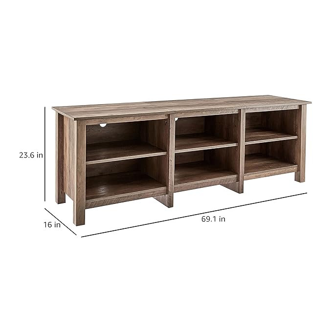 ROCKPOINT 70inch TV Stand Storage Media Console Entertainment Center, Rustic Oak