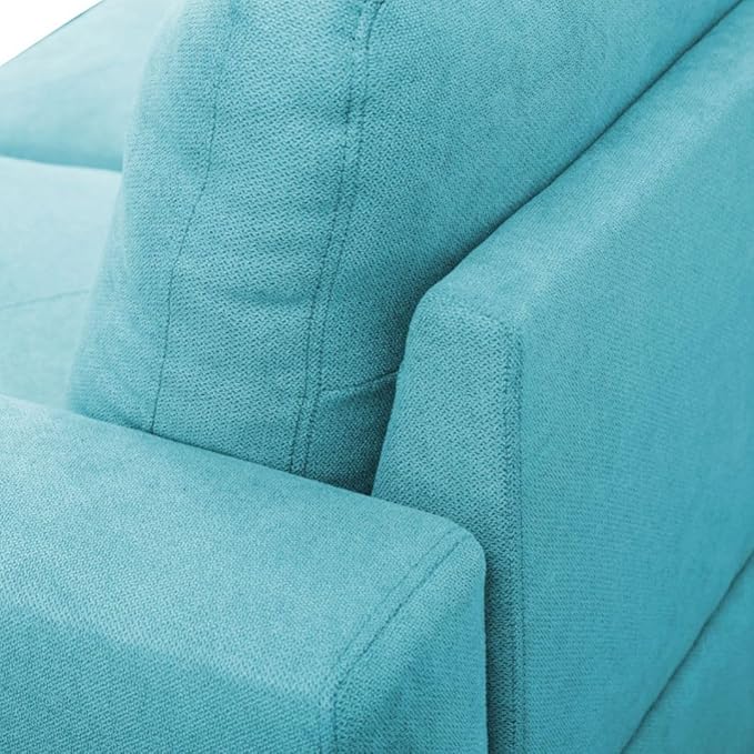Light Blue L-Shaped 3-Piece Linen Sofa with Storage Ottoman Set, Sectional Couch Sofa Set for Living Room, Office, Small Space