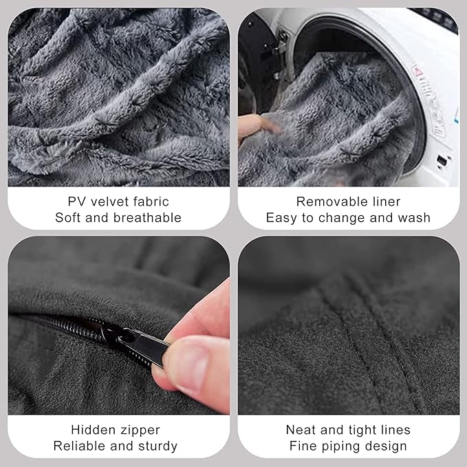 Giant Fur Bean Bag Chair Cover for Kids Adults, (No Filler) Living Room Furniture Big Round Soft Fluffy Faux Fur Beanbag Lazy Sofa Bed Cover (Light Grey, 7FT)