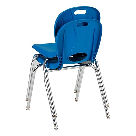 Learniture Structure Series Stacking School Chairs with Contoured Seats, Heavy-Duty Plastic Stacking Classroom Chairs, 18"H, Set of 4