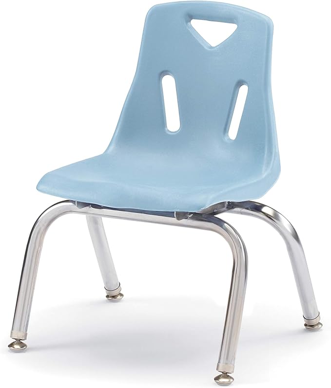 Berries Jonti-Craft 8140JC6131 Stacking Chairs with Chrome-Plated Legs, 10" Height, Coastal Blue, Pack of 6
