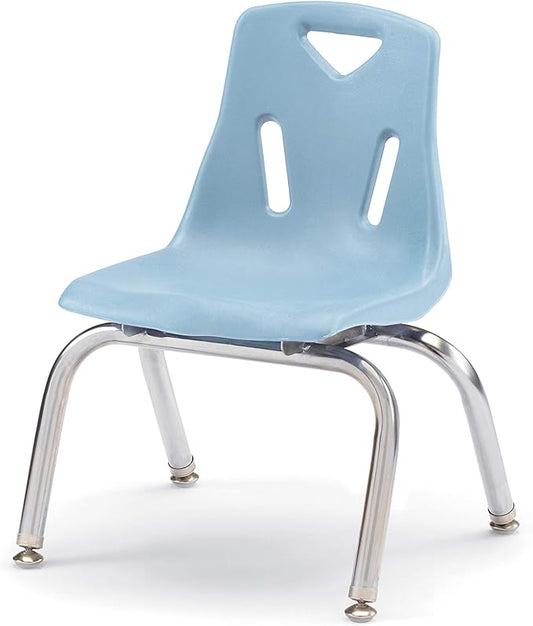 Berries Jonti-Craft 8140JC6131 Stacking Chairs with Chrome-Plated Legs, 10" Height, Coastal Blue, Pack of 6