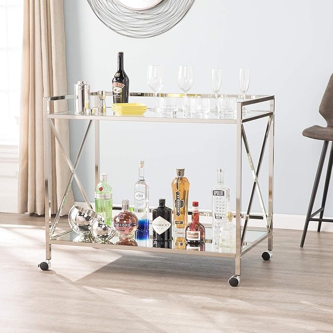 SEI FURNITURE Southern Enterprises Maxton Bar cart, Polished Silver