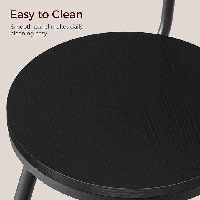 Bar Stools, Set of 2 Bar Chairs with Backrest and Footrest, 26" Tall Counter Stools, Metal Frame, Adjustable Feet, Easy Assembly, for Kitchen, Living Room, Pub, Black BAHB6001