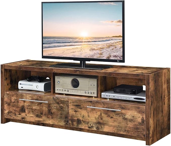 Convenience Concepts Newport Marbella 60 inch TV Stand with Cabinets and Shelves Home_Furniture_and_Decor, Unspecified, Barnwood