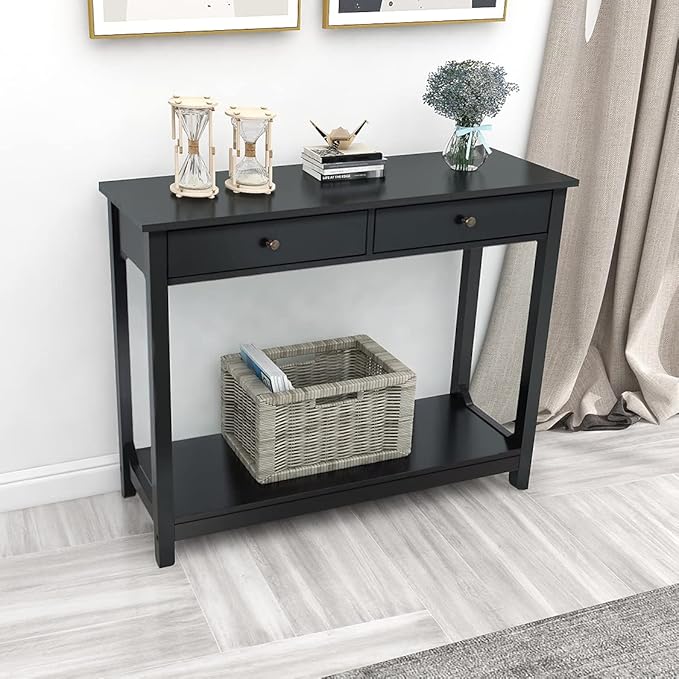 TaoHFE Black Console Table, 39.4"x11.8"x31.5"(L*W*H)