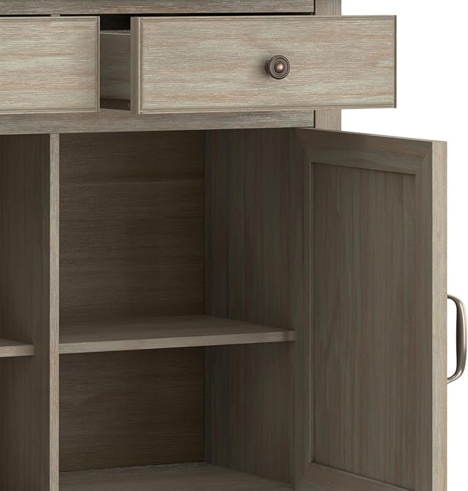 SIMPLIHOME Connaught 40-inch Wide Solid Wood Storage Cabinet in Distressed Grey for Entryway, Living Room, Organizer for Hats, Gloves, Shoes, Keys, Slim Design, Traditional Style