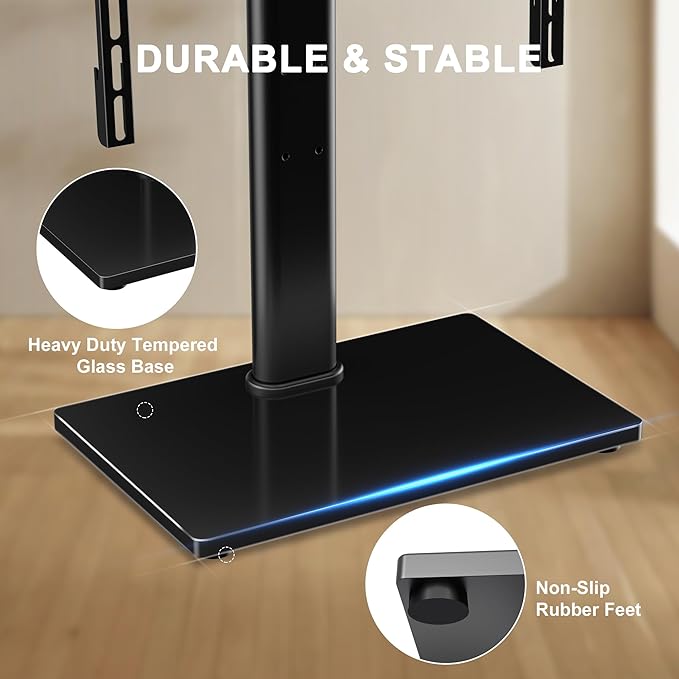 Universal Swivel TV Stand Base Table Top TV Stand for 32-75 Inch TVs 60 Degree Swivel, 12 Height Adjustable Monitor Mount Stand, Max VESA 600x400mm,Holds up to 99lbs TS204