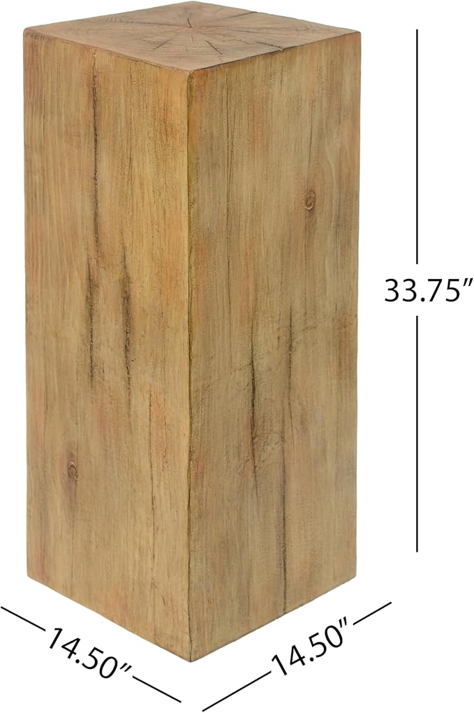 Christopher Knight Home Bard 33.75" Square Living Room Side Table, Wood-Like Distressed Finish End Table, Decorative Accent Table for Indoor Outdoor Usage, Space Saving Furniture, Natural