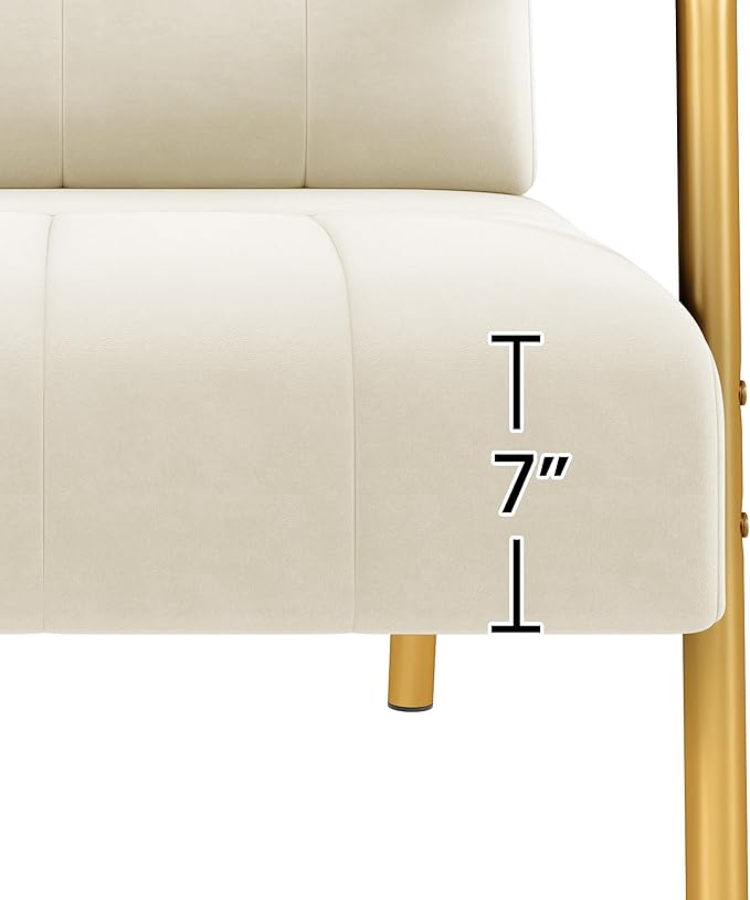 Yaheetech 30" W Modern Sofa Small Sofa Luxurious Velvet Fabric Couch with Gold-Tone Metal Arms and Legs for Living Room, Home Office, Studio Beige