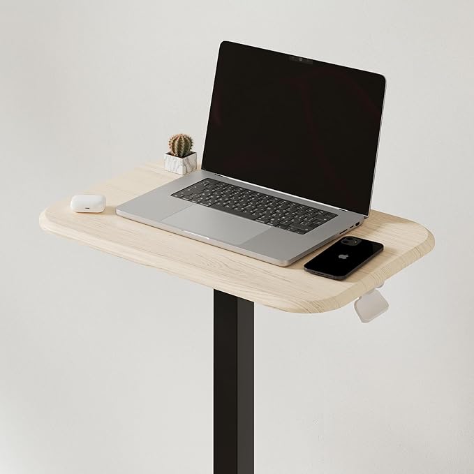 Ergohome™ ELEVANCE Table™ Effortless Height Adjustable Side Table for Couch Bed, Laptop Table - Small End Table Office Coffee Table - Superior Stability Sofa Side Table (Black Base & Washed Oak Top)