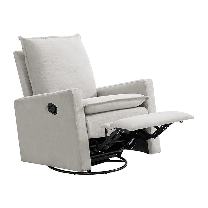 Oxford Baby Uptown Upholstered Swivel Glider & Recliner Nursery Chair, Sand