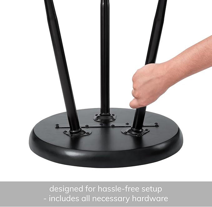MH London Lydia Round Small End Table & Side Table Solid Wood, Black top with Black Metal Legs, Nightstand, 15.75"x15.75"x18"