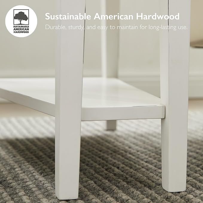 Leick Home Haven Ridge Wedge End Table, Tapered Side Table, Farmhouse White, 214395