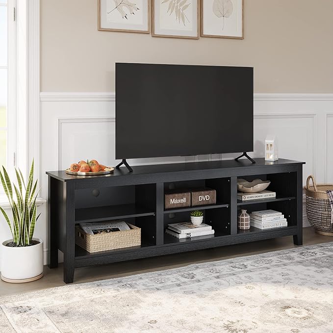 Panana TV Stand, Moden 6 Cubby TV Stand for 75 inch TV, Farmhouse Television Stands Entertainment Center Media Stand with Storage TV Table Stand for Living Room