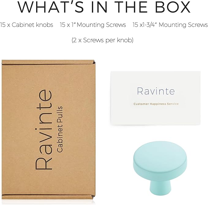 Ravinte 15 Pack Drawer Pulls 1-1/4 Inch Green Kitchen Cabinet Knobs Solid Round Dresser Handles for Simple Cupboard Hardware
