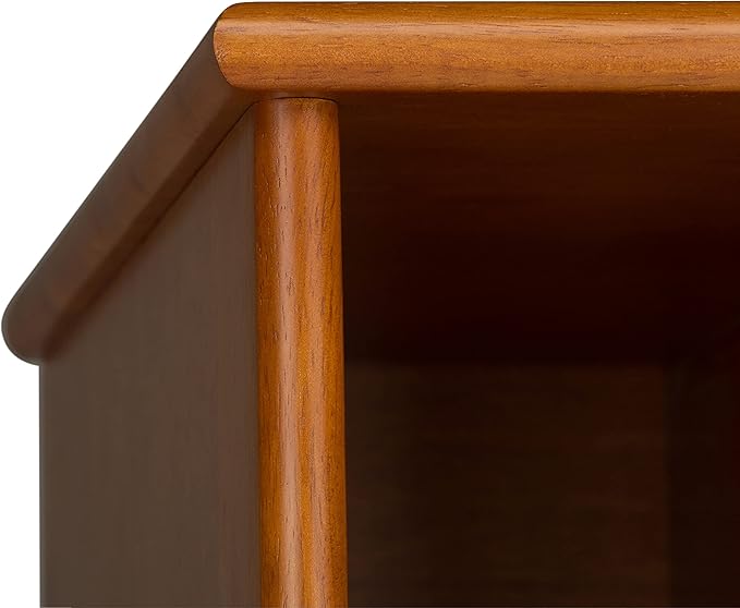 SIMPLIHOME Draper Bookcase - 64 inch Tall Solid Hardwood Storage Bookshelf in Teak Brown, Mid-Century Modern Storage for Living Room, Study Room or Office with Adjustable Shelves and Angled Legs