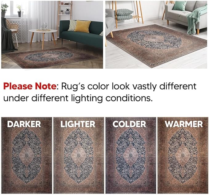 Keen Home Design 2x12 Rug - Machine Washable Runner Rug with Non-Slip Backing, Ideal for Hallway, Entryway, Kitchen, Laundry Room - Vintage, Easy Clean, Durable, Low Pile - (2'6" x 12')