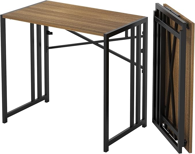 Narrow Folding Computer Desk 35 inch, Writing Gaming Computer Camping Desk, Espresso