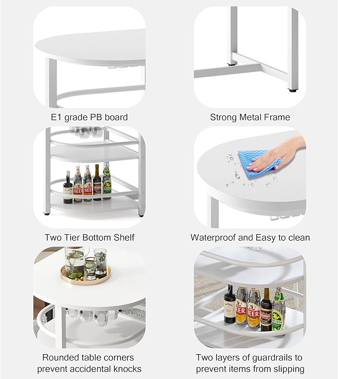soges Dining Table for 4-6 Person, 71 inch Long Kitchen Dining Table for Living Room and Dining Room, Dinner Table with Storage Shelf & Cup Holder, Metal Legs(Only Table), White