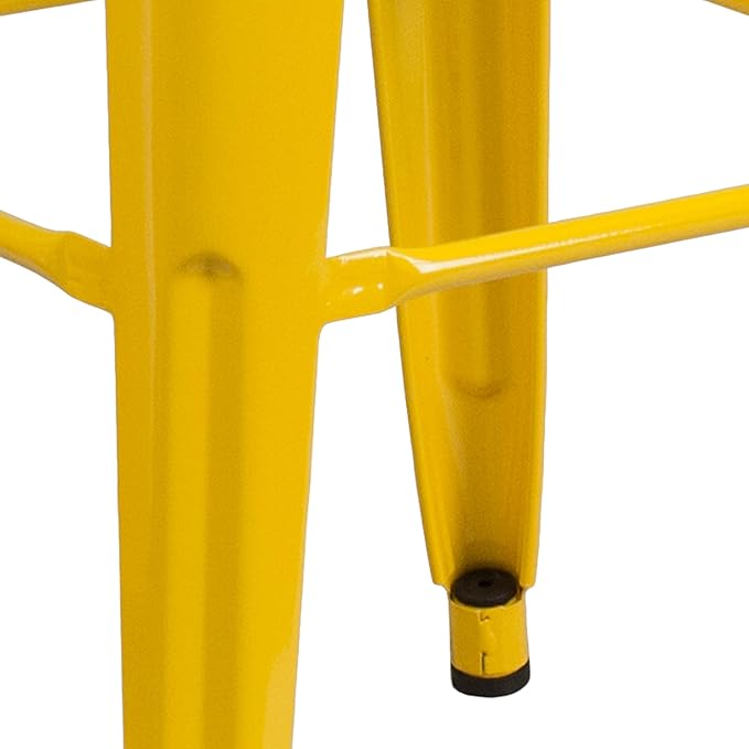 Flash Furniture Lily 4 Pack Commercial Grade 30" High Backless Yellow Metal Indoor-Outdoor Barstool with Square Seat