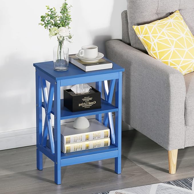VECELO Modern Nightstands X-Design Side End Table Night Stand with Storage Shelf for Bedroom,Living Room,