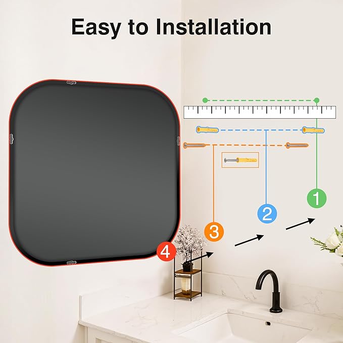 Bathroom Mirrors for Over Sink, 30x30 Vanity Squircle Mirror for Bathroom Sink, HD Shatterproof Square Wall Mirror for Bathroom Washroom Lavatory Restroom Metal Frame