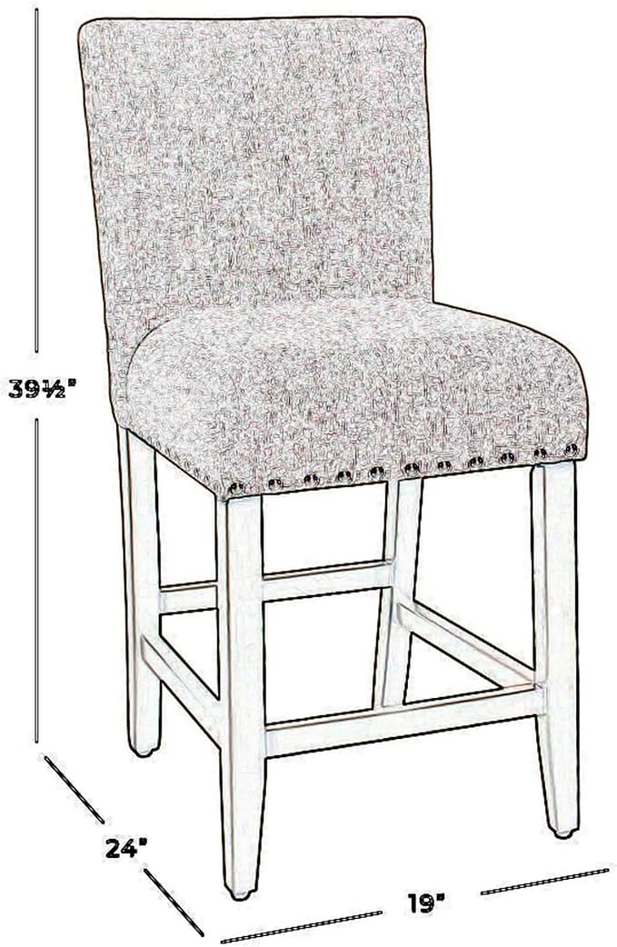 Homepop Home Decor | Backless Nailhead Trim Counter Height Bar Stools | 24 Inch Bar Stools | Decorative Home Furniture (Sterling Gray)
