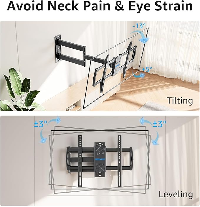 MOUNTUP Corner TV Wall Mount for Most 42-75 Inch TVs with 32” Long Extension, Long Arm TV Mount, Full Motion TVs Mount Swivel Articulating Mounts, MAX VESA 600x400mm, Holds up to 99 lbs MU0076