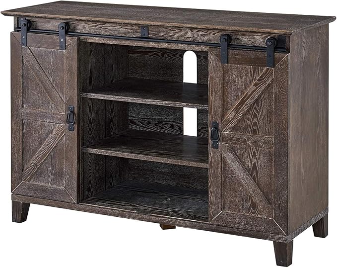 SEI Furniture Holmes Barn Door TV Stand, Brown
