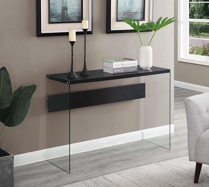 SoHo Glass Console Table/Desk, Black/Glass