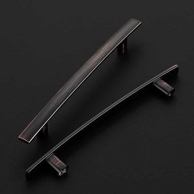5 Pack Cabinet Handles 5" Hole Center - Curved Cabinet Pulls Oil Rubbed Bronze Drawer Pulls for Kitchen Cupboard Solid Hardware for Dresser Drawer Arch Hardware