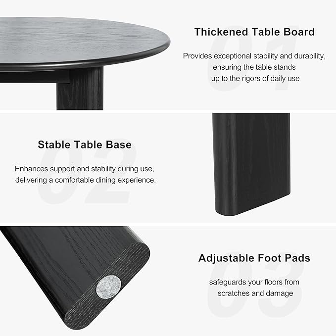 Casaphoria Wood Kitchen Table Set with 4 Chairs, 67" Dining Kitchen Table & Chairs Set for 4-6, Modern Farmhouse Oval Dining Table for Living Room, Easy Assembly, Black