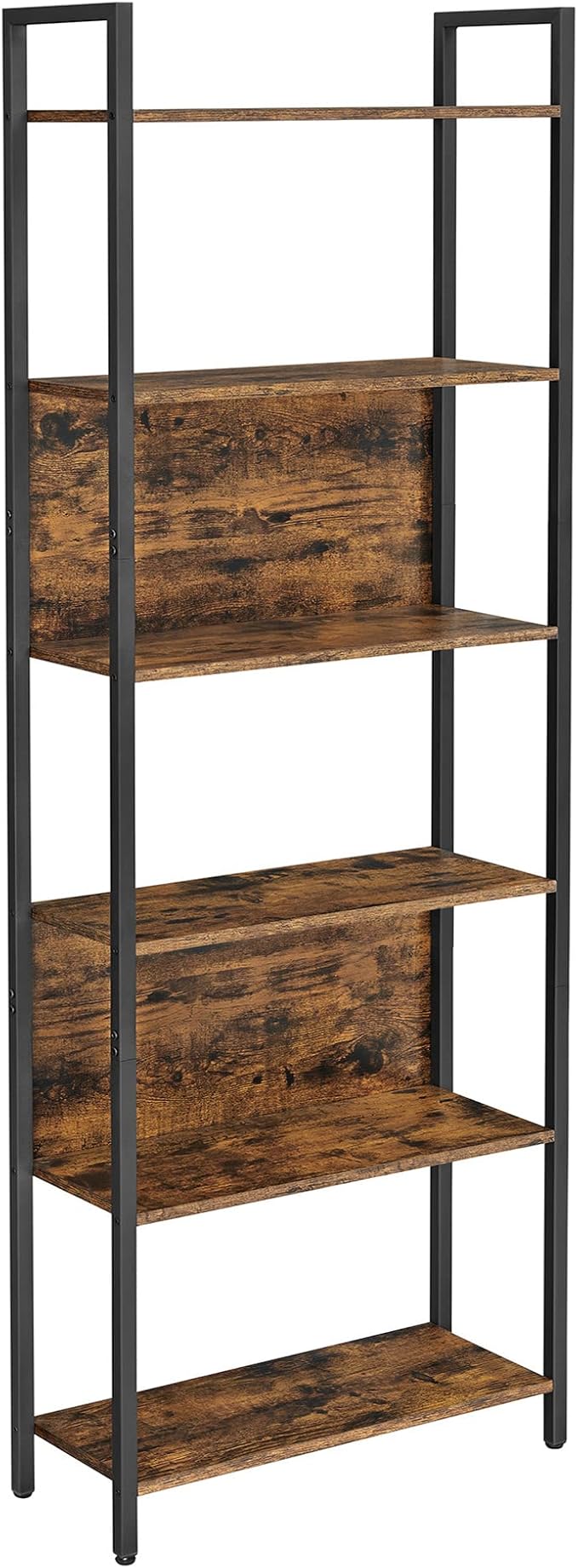 VASAGLE 6-Tier Bookshelf, Book Shelf, Industrial Bookcase, with Steel Frame, for Living Room, Home Office, Bedroom, 9.4 x 23.6 x 73.2 Inches, Rustic Brown and Black ULLS113B01