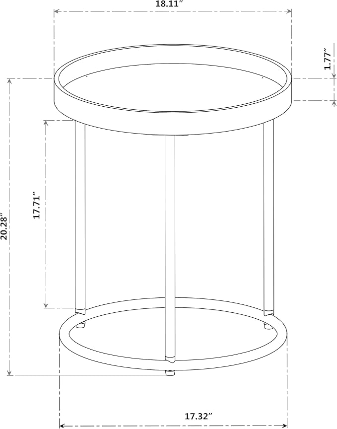 Genoa Round Tray Table with Metal Frame, Espresso