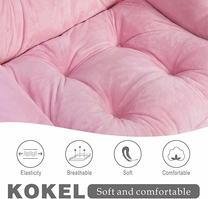 Kokel Lazy Chair with Folding Ottoman,Living Room Chairs (Pink-1119)