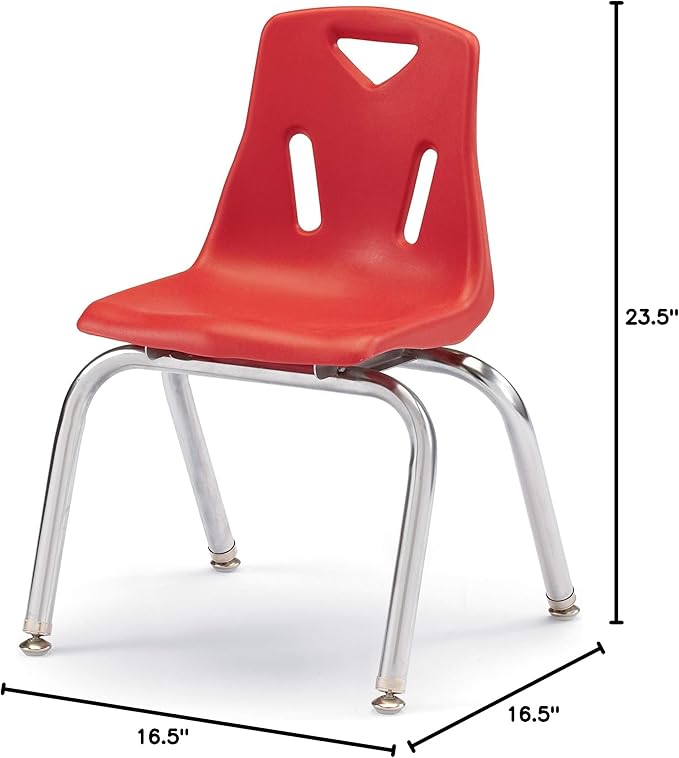 Jonti-Craft Berries 8144JC1008 Stacking Chair with Chrome-Plated Legs, 14" Height, Red