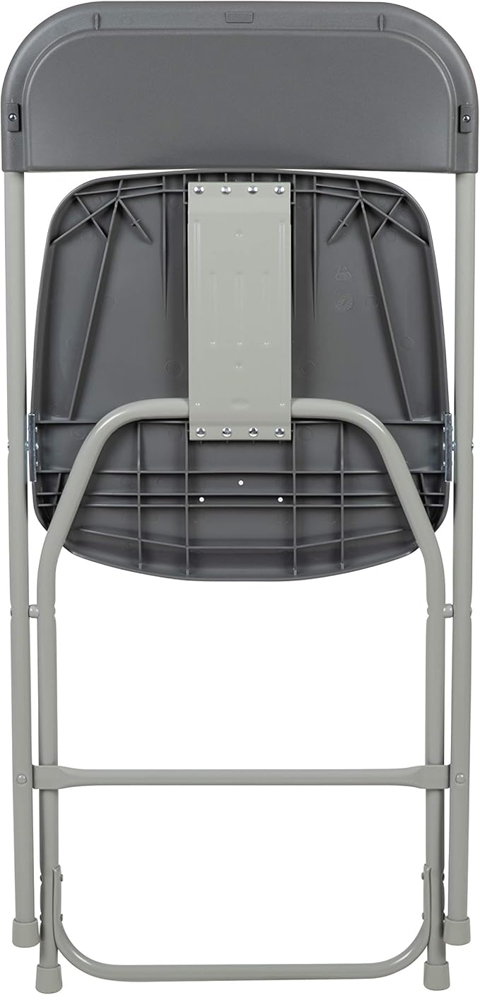 Flash Furniture Hercules Series Plastic Folding Chair - Grey - 650LB Weight Capacity Comfortable Event Chair - Lightweight Folding Chair