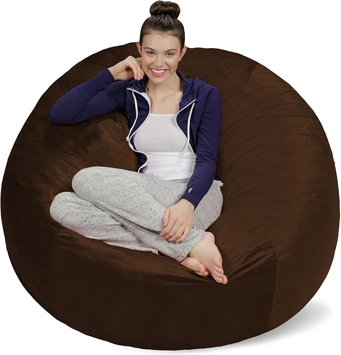 Sofa Sack Bean Bag Chair - Plush, Ultra Soft - Memory Foam Bean Bag Chair with Microsuede Cover - Stuffed Foam Filled Furniture and Accessories for Dorm Room 5 Feet - Chocolate