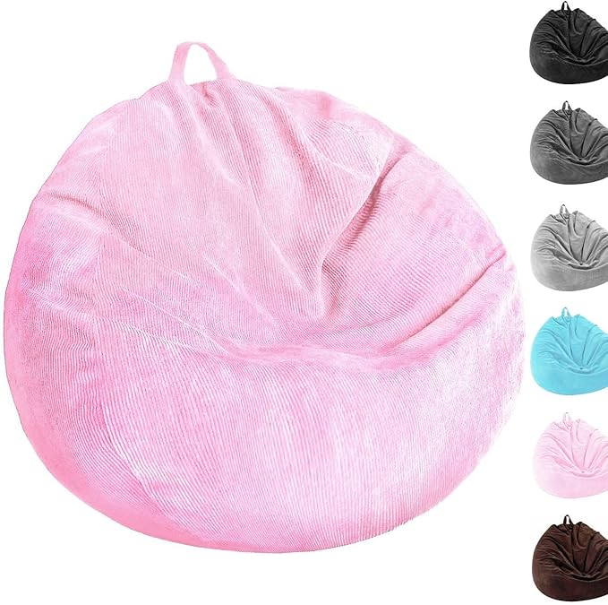 Kisoy Bean Bag Chair Cover (No Filler) Stuffed Animal Storage Bean Bag Cover Pets Dogs/Cats Lazy Beds. Washable Ultra Soft Corduroy Stuffed for Organizing Plush Toys or Textile, Sack Bean Bag