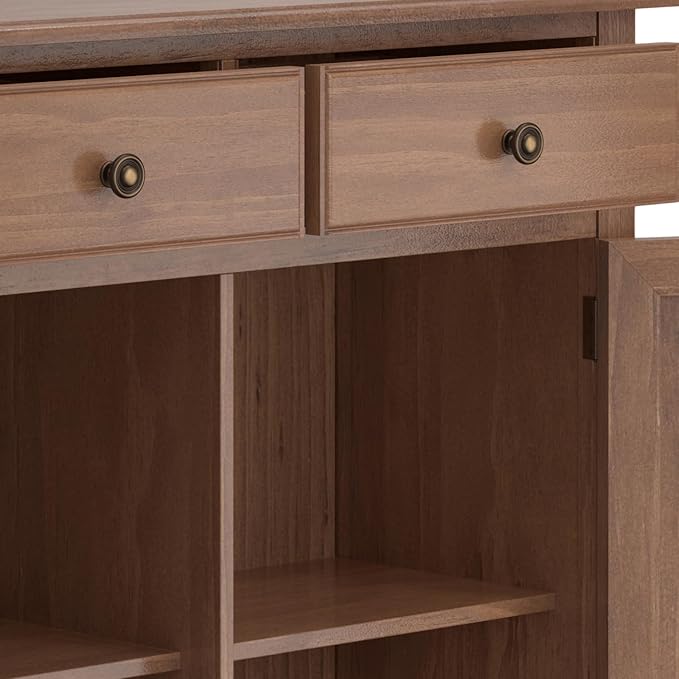 SIMPLIHOME Connaught 40-inch Wide Solid Wood Storage Cabinet in Medium Saddle Brown for Entryway, Living Room, Organizer for Hats, Gloves, Shoes, Keys, Slim Design, Traditional Style