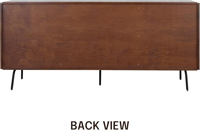 NTC Veil Sideboard with 2 Doors and 3 Drawers, Buffet Cabinet with Vertical Groove Design and Metal Legs, Storage Cabinet for Living Room, and Entryway, Effortless Assembly - Dark Walnut