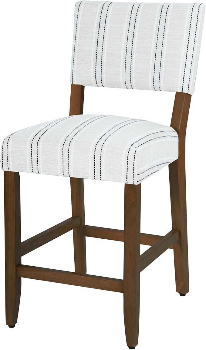 HomePop 24" Open Back Counter Stool|HomePop Home Décor|Fabric Chairs for Dining Room, Kitchen and Living Room - Black and White Stripe(Single Pack)