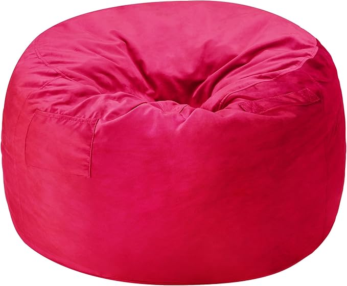 Homguava 5 FT Bean Bag Chair: 5' Bean Bags with Memory Foam Filled, Large Beanbag Chairs Soft Sofa with Dutch Velvet Cover-Pink
