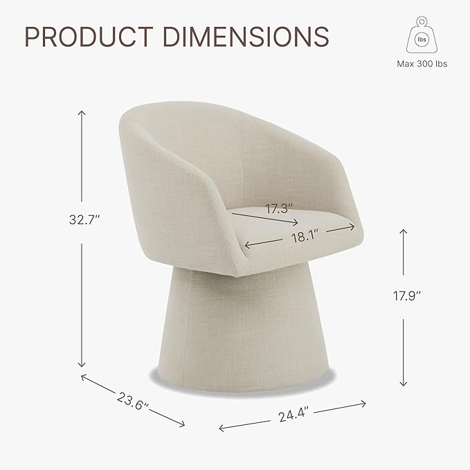 Swivel Dining Chairs Modern Accent Armchair Side Deskchair for Diningroom Vanity Bedroom Livingroom Reading Room,Linen,4 Box