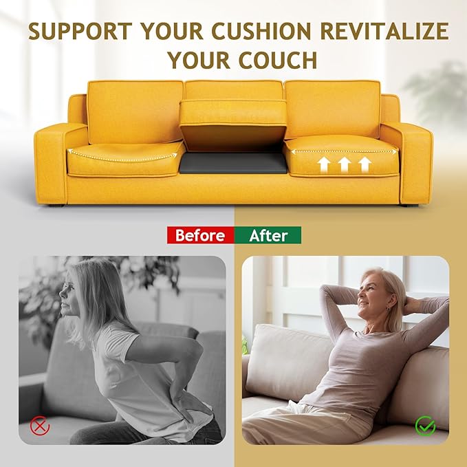 Couch Cushion Support for Sagging Seat Sofa Couch Supports for Sagging Cushions Curved High Density Foam Grey Pack of 3